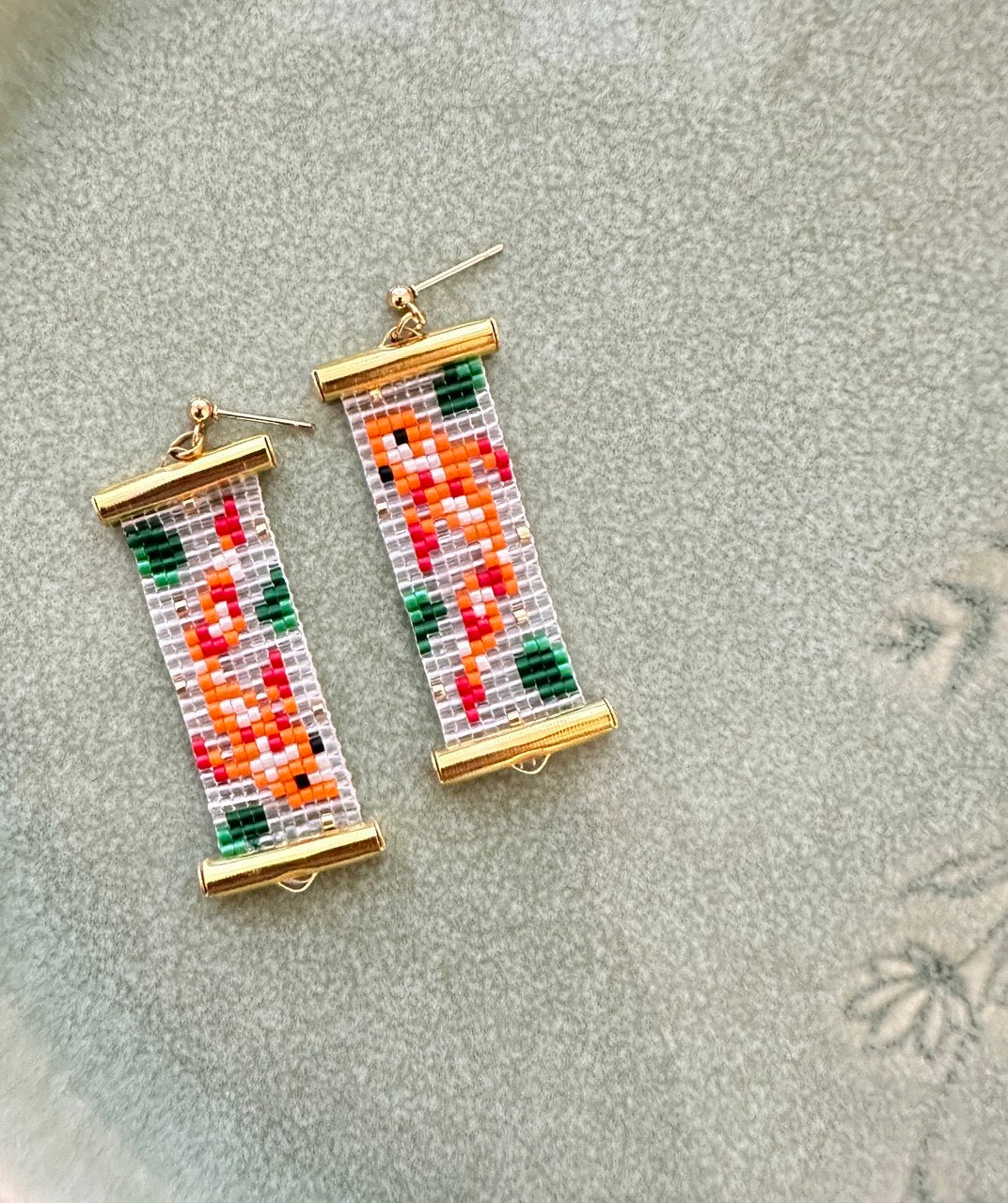 Miyuki Earrings | Koi Fish, orange, red - 1