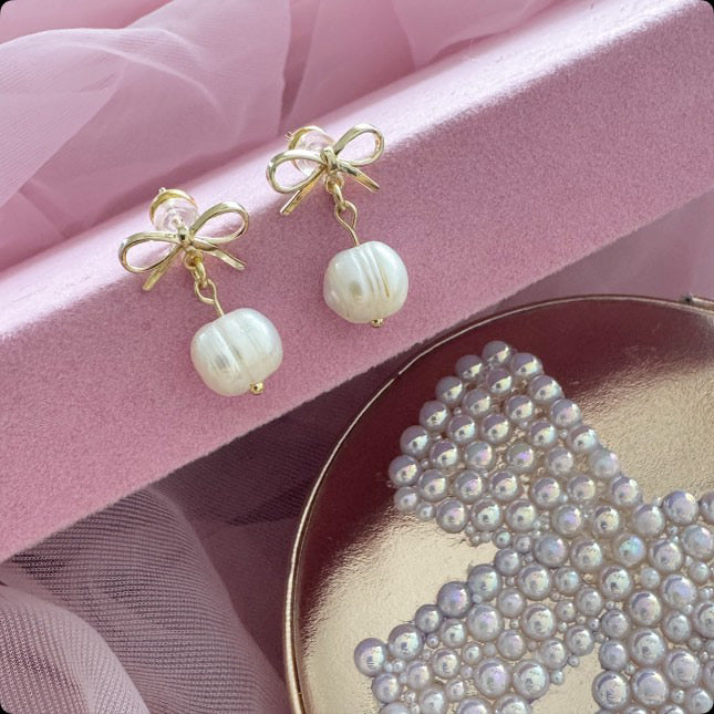 Bow & Pearl Earrings  - 2