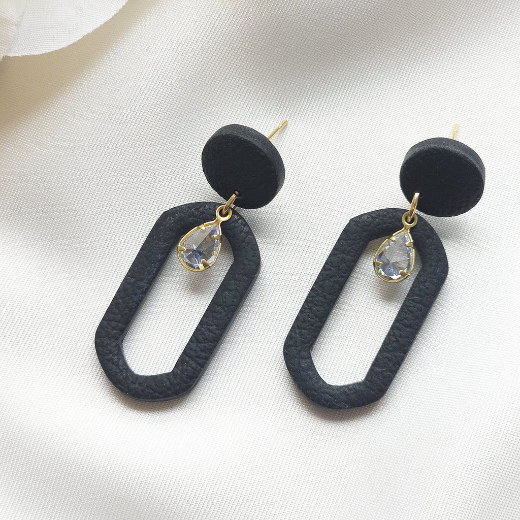 Celeste Black Gem Accent Drop Earring - 2