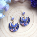 Floral Crescent Moon Drop Earring - 1