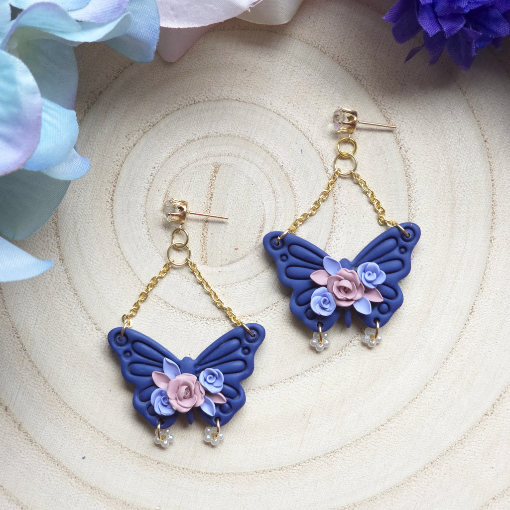 Floral Butterfly Dangle Earring - 1