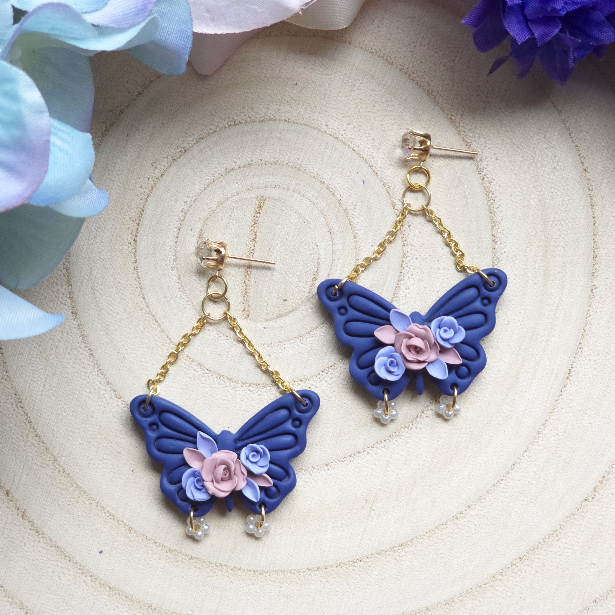 Floral Butterfly Dangle Earring - 1