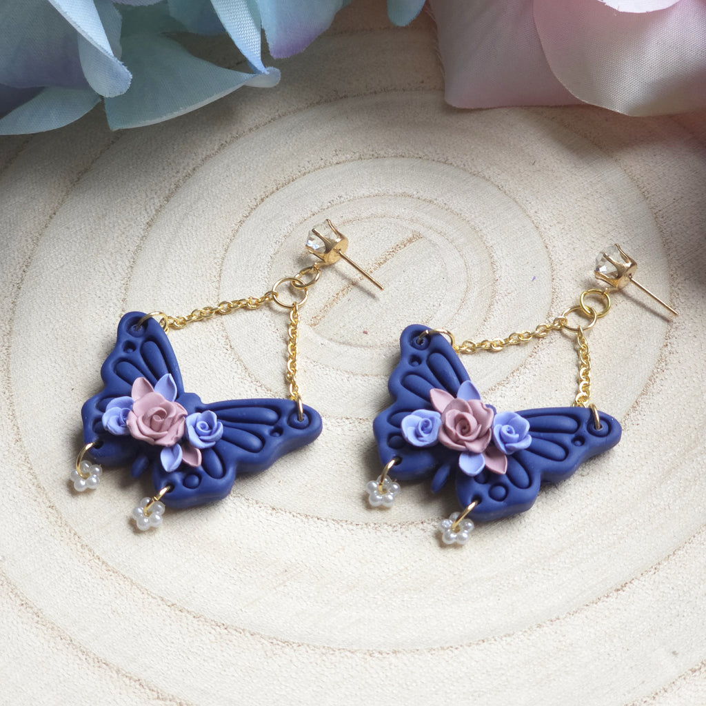 Floral Butterfly Dangle Earring - 2