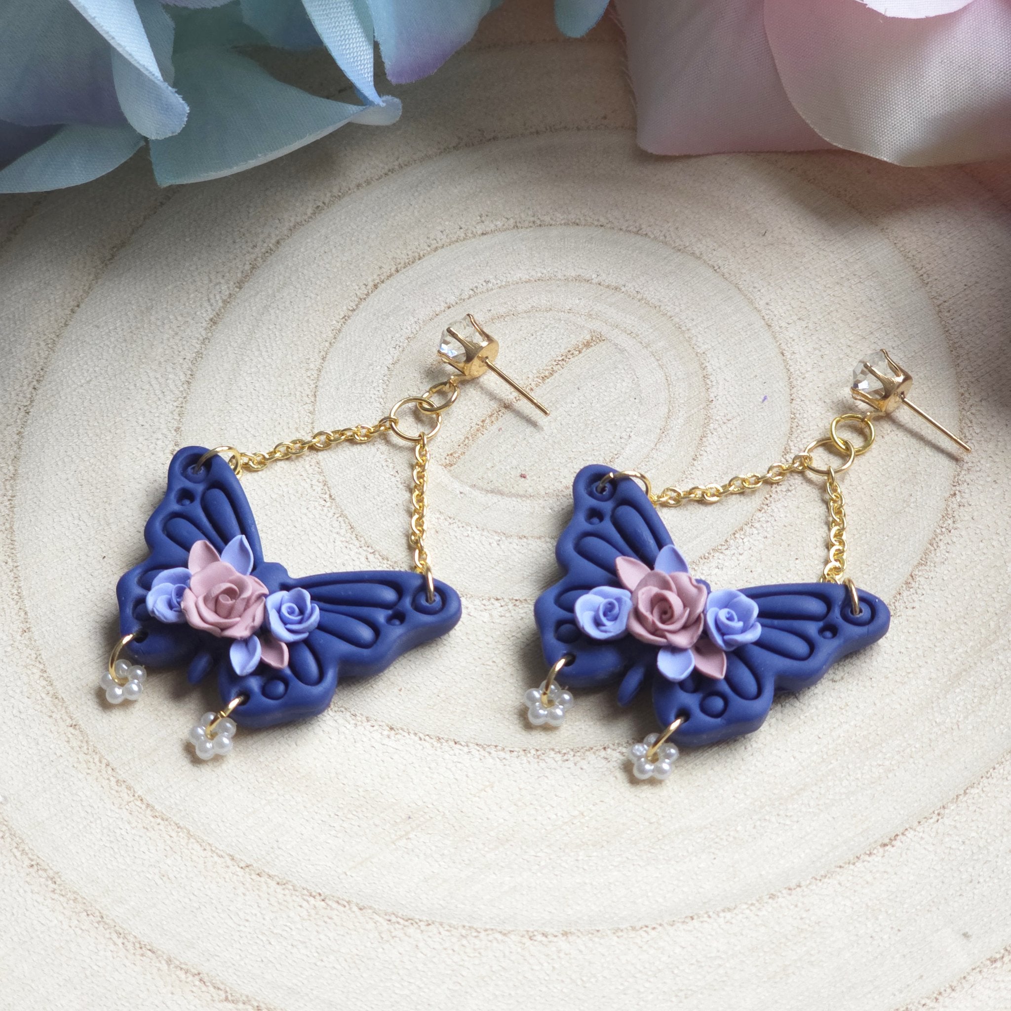 Floral Butterfly Dangle Earring - 2