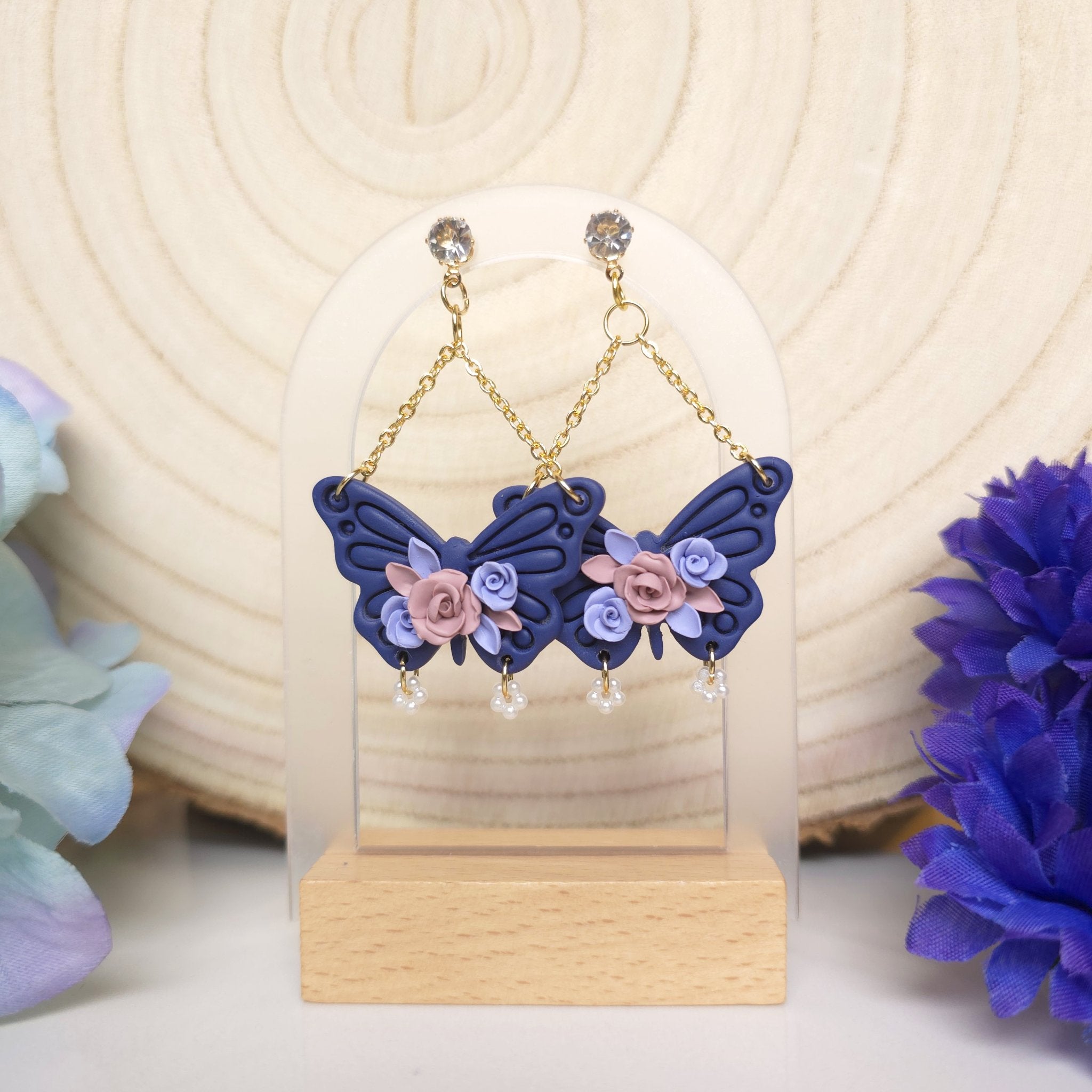 Floral Butterfly Dangle Earring - 3