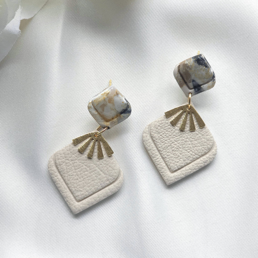 Aurora Neutral Marble Post Dangle Earring - 2