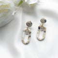 Celeste Neutral Marble Gem Accent Drop Earring - 1