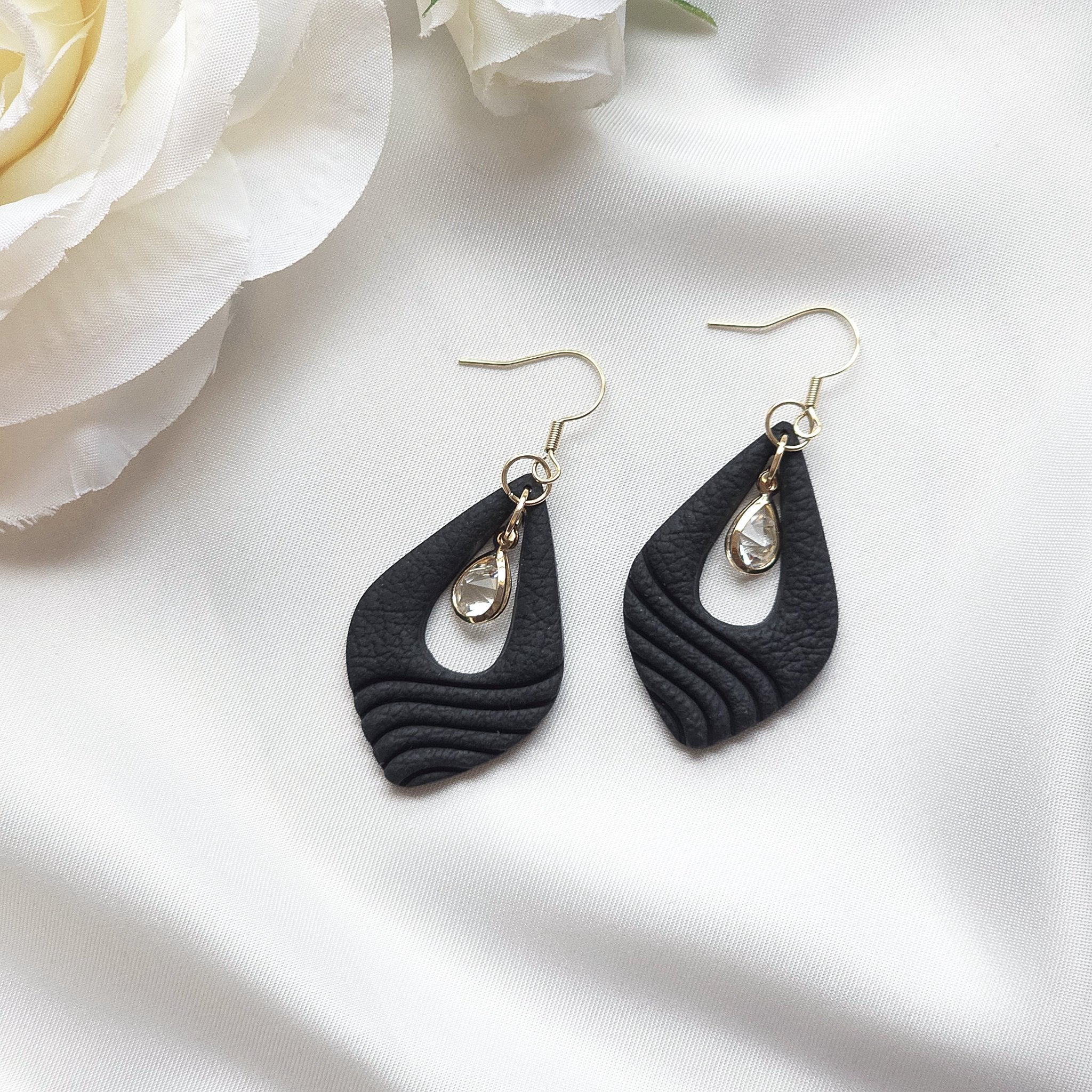 Luna Black Gem Accent Drop Earring - 1