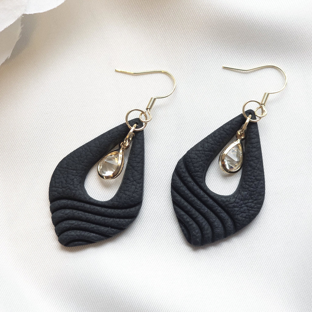 Luna Black Gem Accent Drop Earring - 2