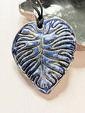 SLP - Blue Monstera Pendant Necklace - 1