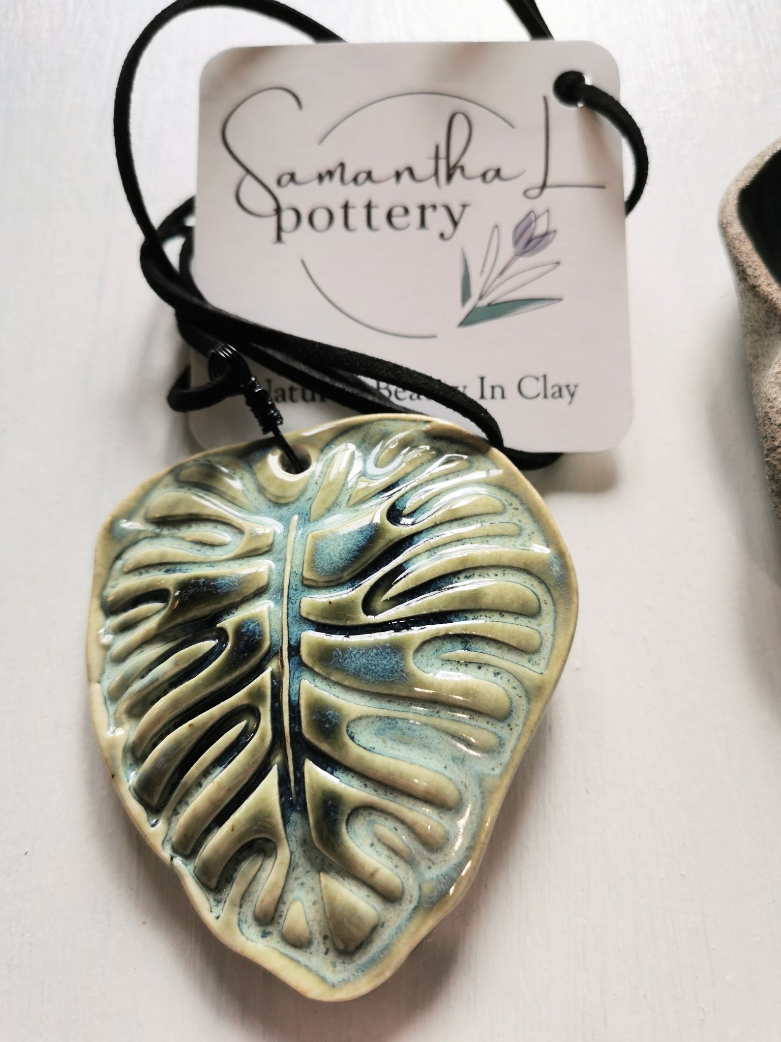 SLP - Green Monstera Pottery Necklace - 1