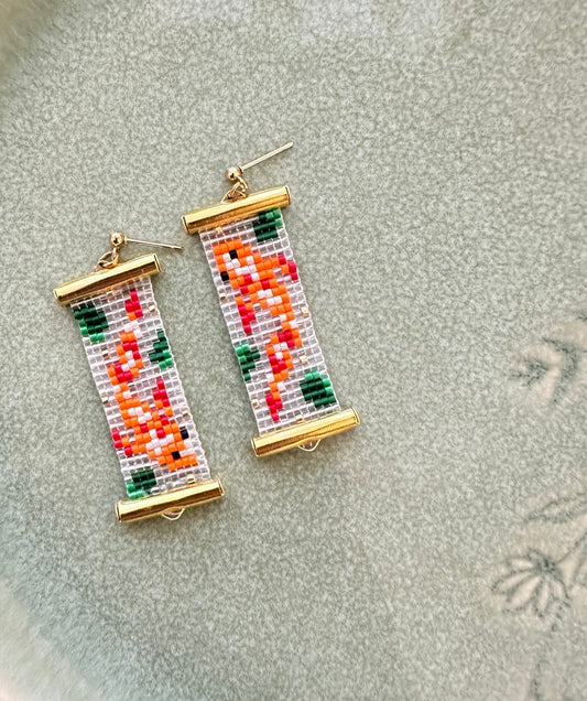 Miyuki Earrings | Koi Fish, orange, red  - 1