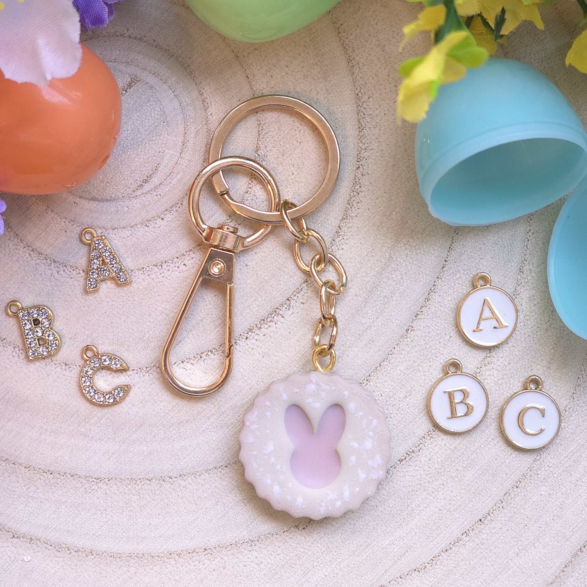 Bunny Sugar Cookie Customizable Keychain Charm - 1