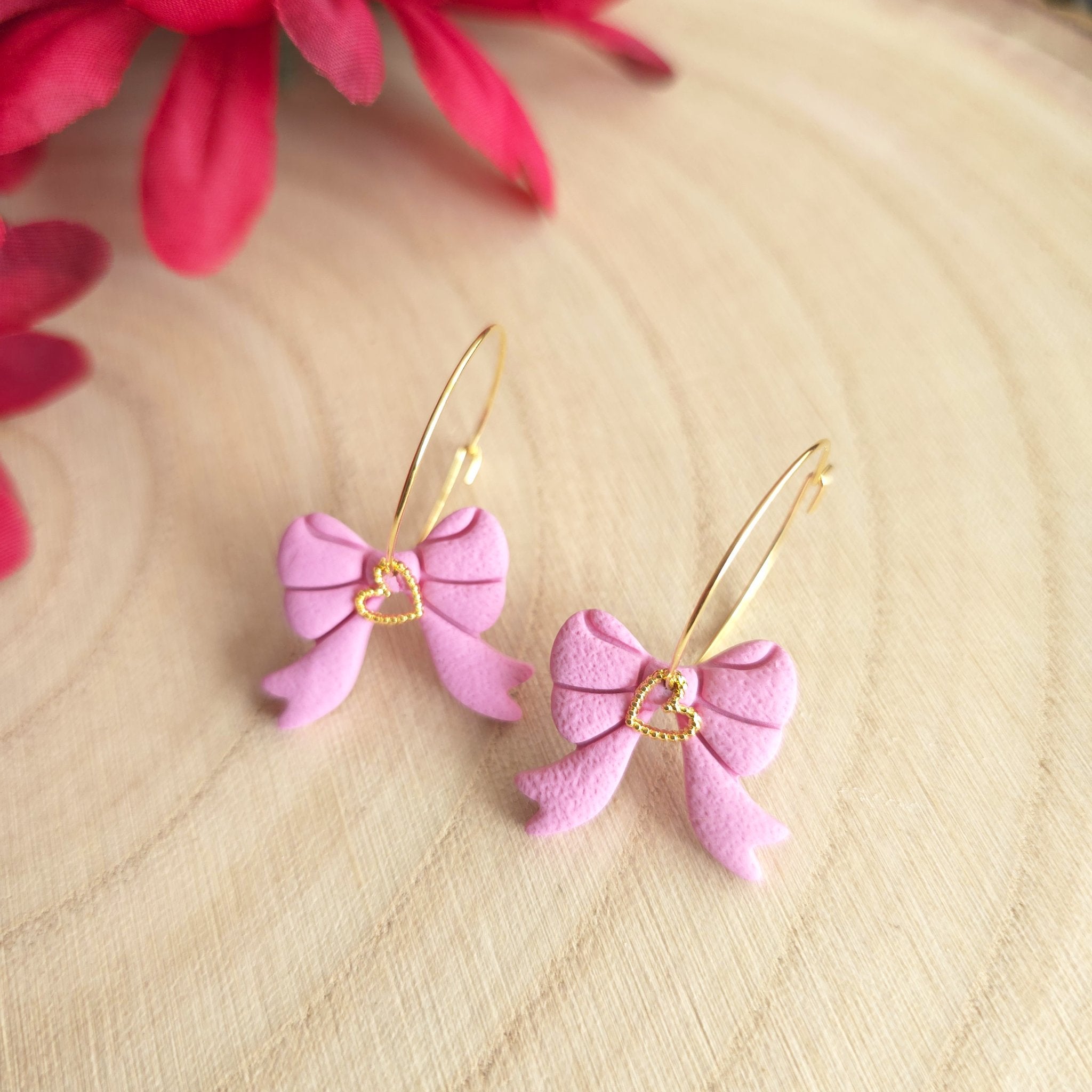 Bow Hoop with Gold Heart Accent