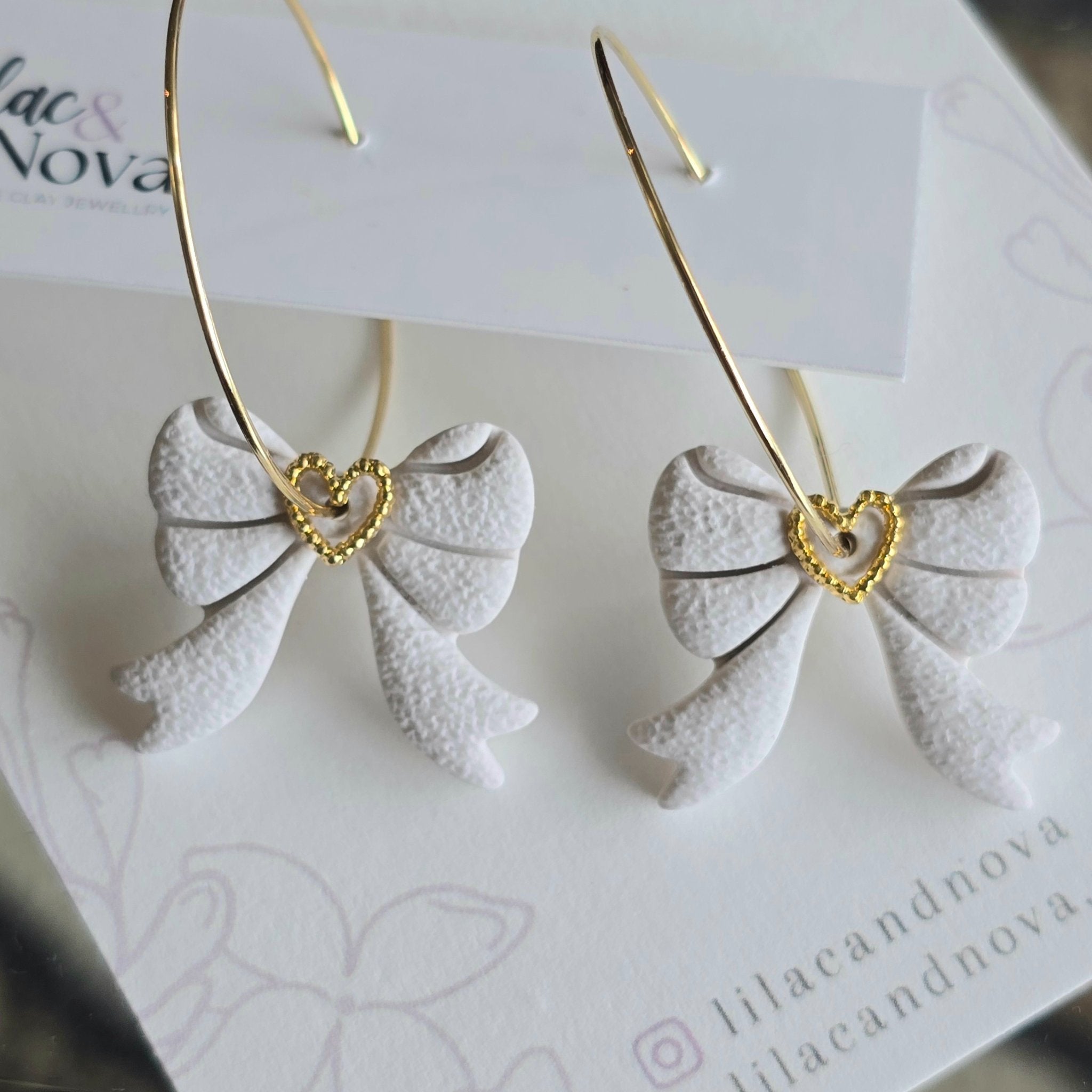 Bow Hoop with Gold Heart Accent