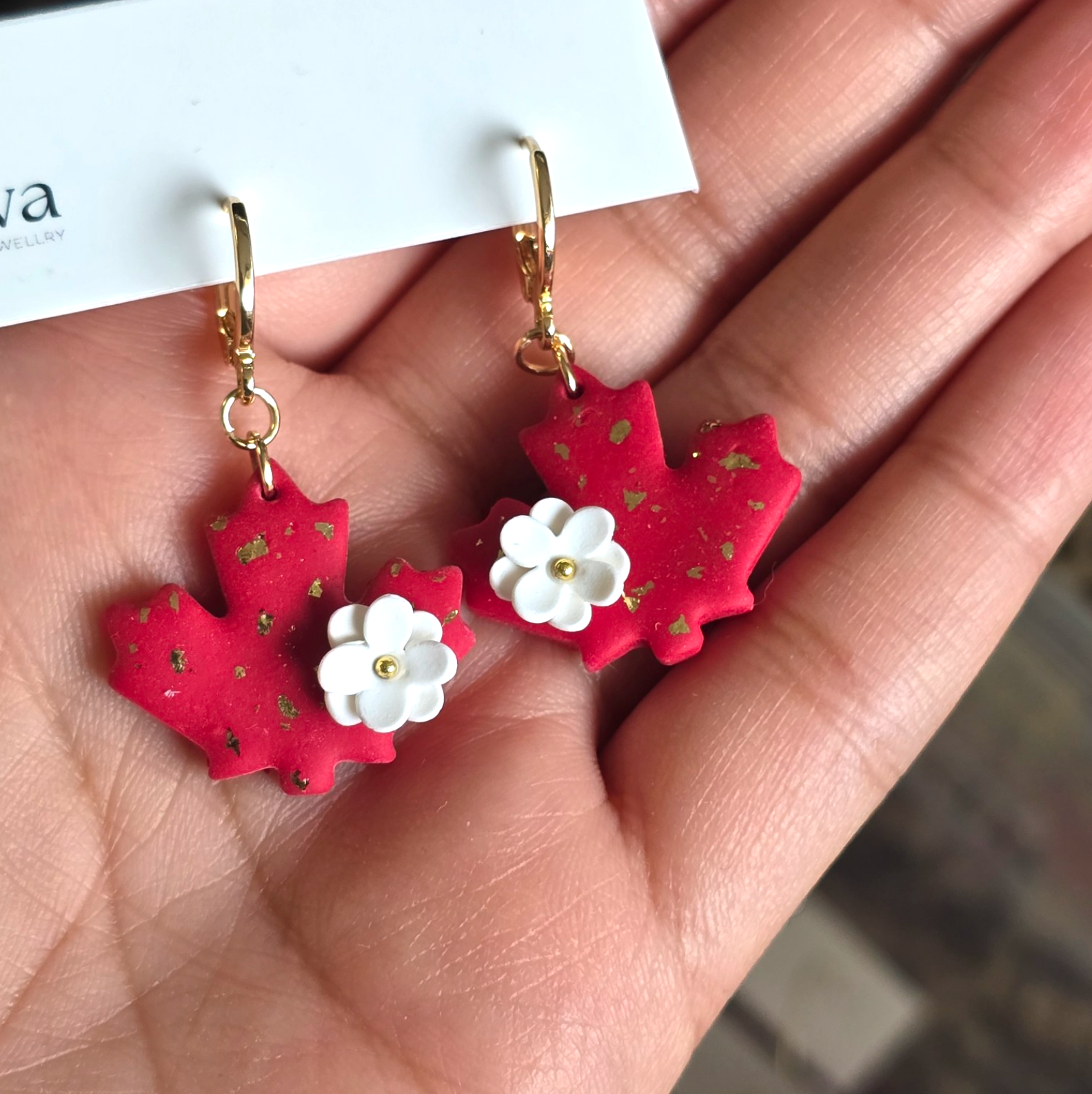Canada Maple Leaf with Trillium Drop Earring