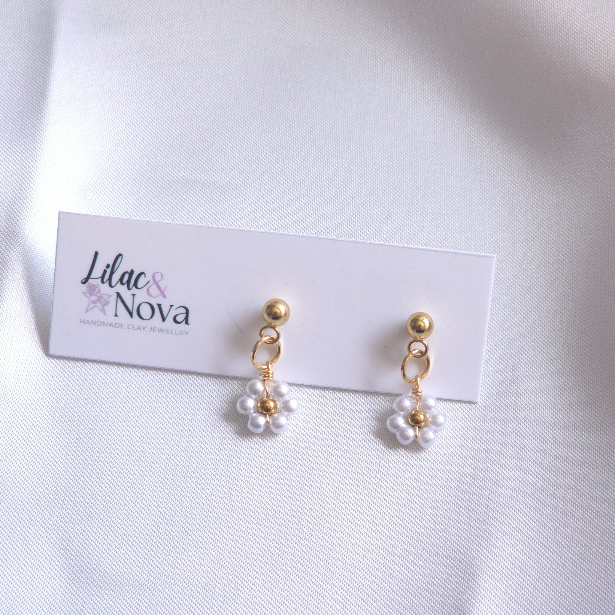 Flower Seed Bead Drop Earring