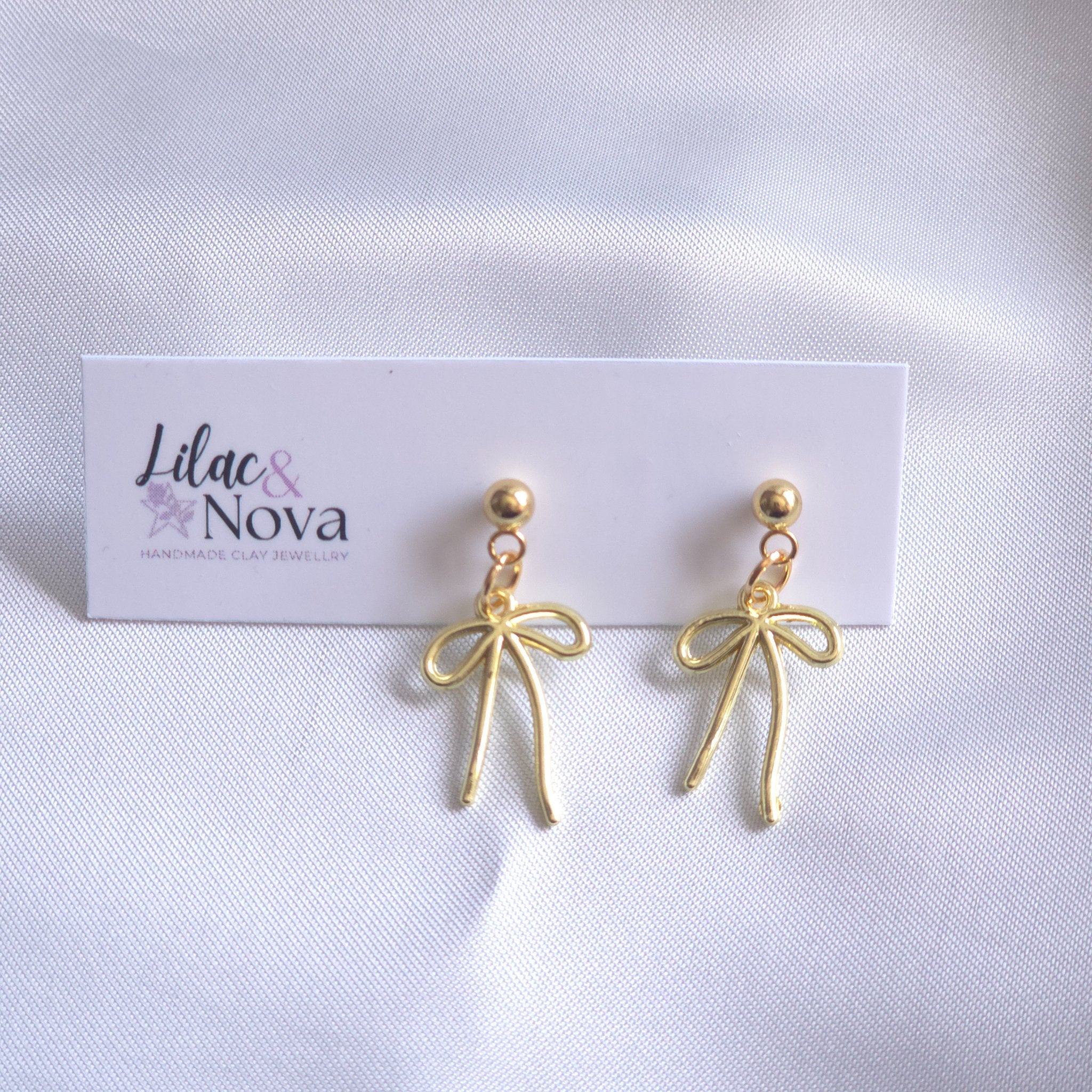 Gold Bow Simple Drop Earring
