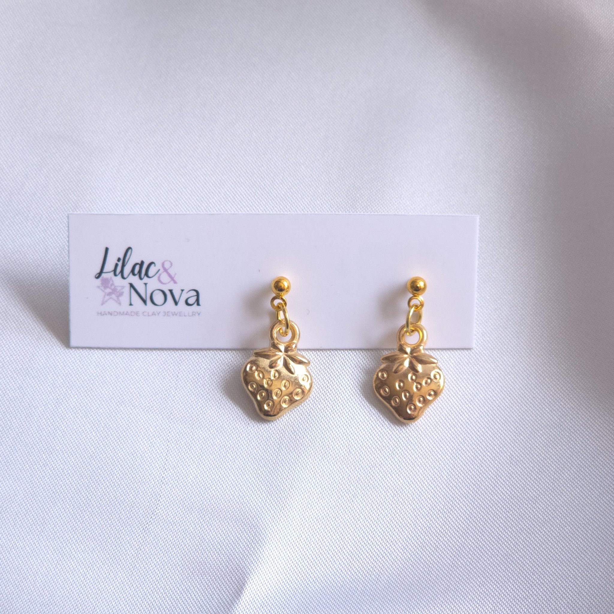 Strawberry Gold Tone Drop Earring