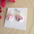 Pink Cat Heart Drop Earrings