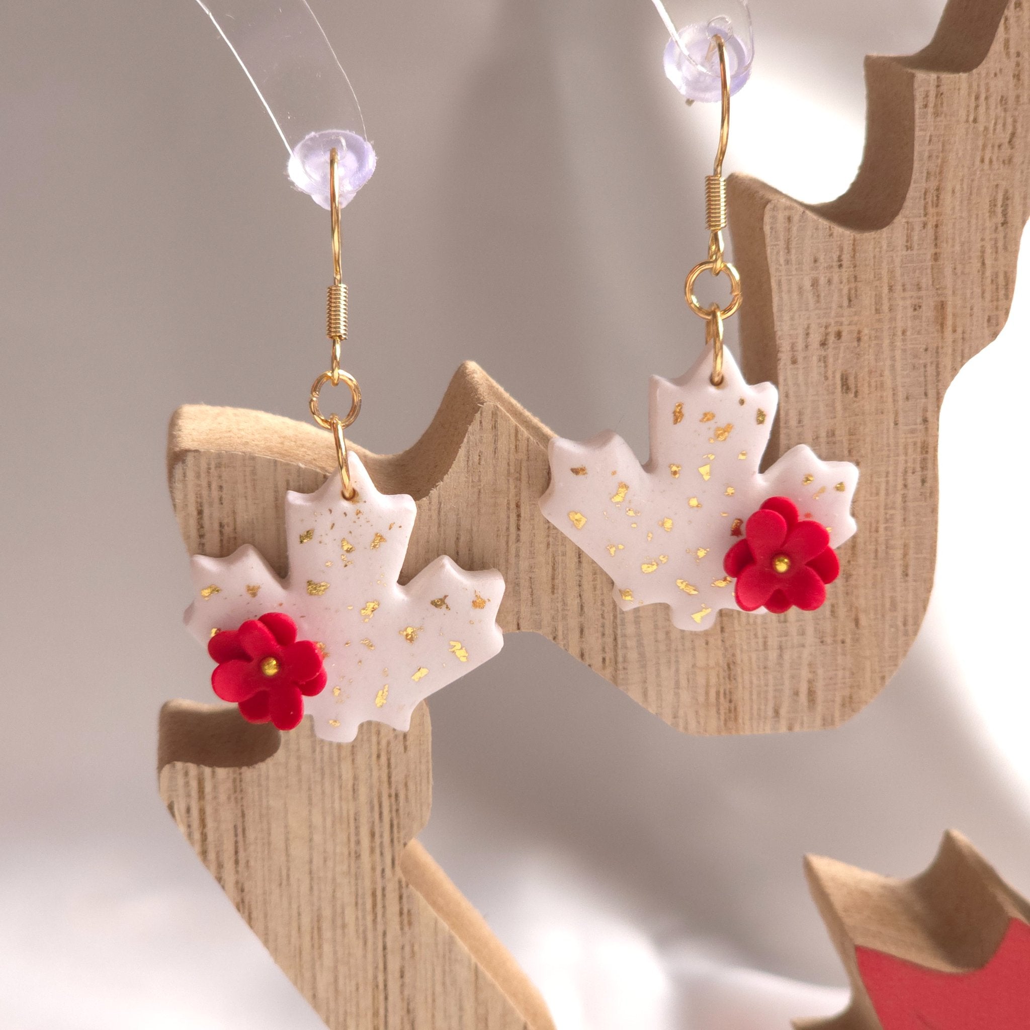 Canada Maple Leaf with Trillium Drop Earring